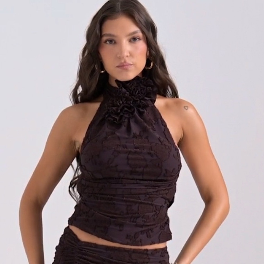 House of CB KYRA Cocoa Halter Top